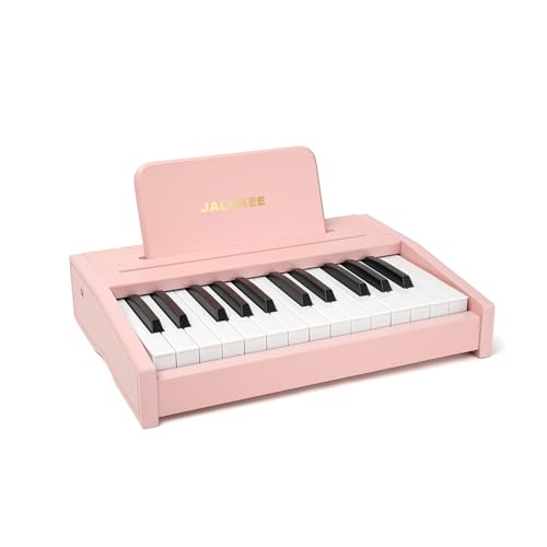 JALOKEE Kinder Klavier Keyboard, Digital Piano für Kinder, Musik Educational Instrument Spielzeug, Holz Klavier für Kleinkinder Mädchen Jungen (Rosa, 25 Tasten) von JALOKEE