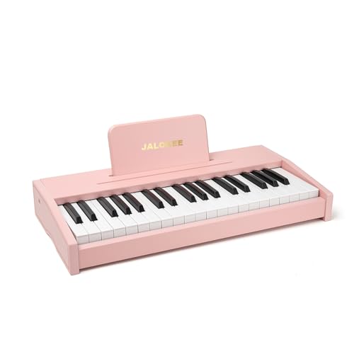 JALOKEE Kinder Klavier Keyboard, Digital Piano für Kinder, Musik Educational Instrument Spielzeug, Holz Klavier für Kleinkinder Mädchen Jungen (Rosa, 37 Tasten) von JALOKEE