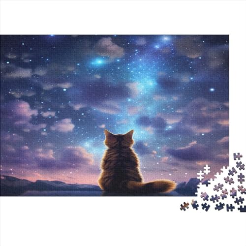 Cat Under The Stars Erwachsene Puzzle 1000 Teile Cool Animal Lernspiel Family Challenging Games Geburtstag Moderne Wohnkultur Stress Relief 1000pcs (75x50cm) von JALYKA