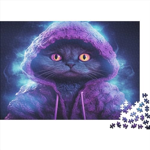 Cool Cat Erwachsene Puzzle 1000 Teile Cool Animal Lernspiel Family Challenging Games Geburtstag Moderne Wohnkultur Stress Relief 1000pcs (75x50cm) von JALYKA