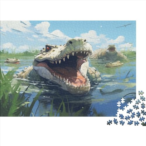 Crocodile 1000 Teile Animal Theme Erwachsene Puzzles Educational Game Home Decor Family Challenging Games Geburtstag Entspannung Und Intelligenz 1000pcs (75x50cm) von JALYKA