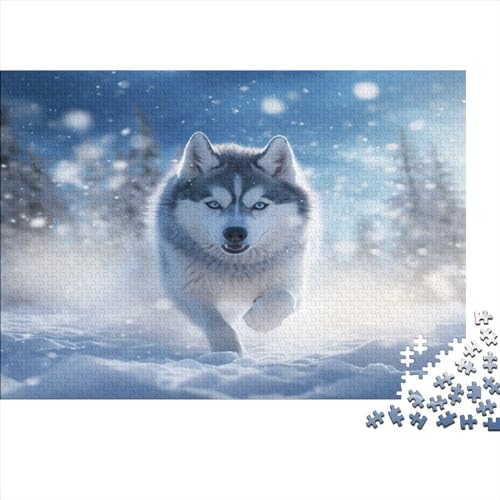 Dog in The Snow 1000 Teile Animal Theme Erwachsene Puzzle Lernspiel Geburtstag Wohnkultur Family Challenging Games Stress Relief Toy 1000pcs (75x50cm) von JALYKA