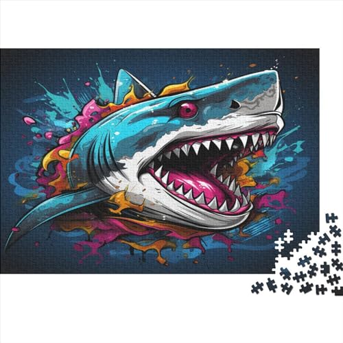 Graffiti Shark Puzzle Für Erwachsene 1000 Teile Animal Theme Geburtstag Family Challenging Games Educational Game Wohnkultur Stress Relief Toy 1000pcs (75x50cm) von JALYKA
