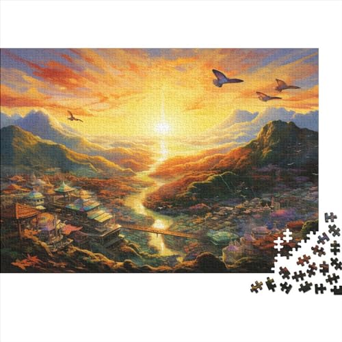 Mountain Town Puzzle Für Erwachsene 1000 Teile Scenery Geburtstag Family Challenging Games Educational Game Wohnkultur Stress Relief Toy 1000pcs (75x50cm) von JALYKA