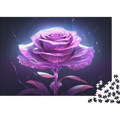 Purple Rose Erwachsene Puzzle 1000 Teile Beautiful Plant Lernspiel Family Challenging Games Geburtstag Moderne Wohnkultur Stress Relief 1000pcs (75x50cm) von JALYKA