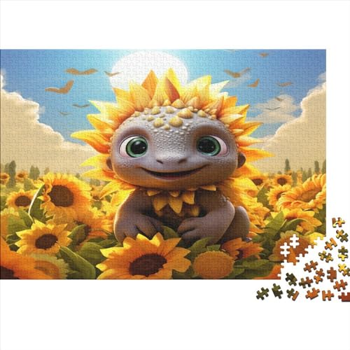 Sunflower Dinosaur 1000 Teile Animal Theme Erwachsene Puzzles Educational Game Home Decor Family Challenging Games Geburtstag Entspannung Und Intelligenz 1000pcs (75x50cm) von JALYKA