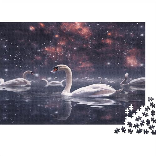 White Swans Puzzle Für Erwachsene 1000 Teile Star Animal Geburtstag Family Challenging Games Educational Game Wohnkultur Stress Relief Toy 1000pcs (75x50cm) von JALYKA