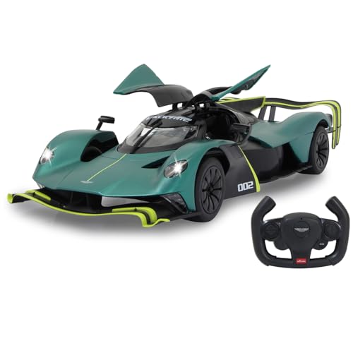 Aston Martin Valkyrie AMR Pro 1:14 dunkel grün 2,4GHz Tür manuell - Offiziell lizenziert, detailgetreuer Innenraum, originalgetreue Lackierung , transparente Windschutzscheibe, LED Licht, RC-Auto von JAMARA