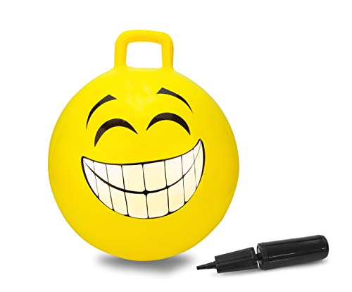 Hüpfball Smile, BPA-Frei, 450mm-bis 50 kg, fördert den Gleichgewichtssinn und die motorischen Fähigkeiten, robust und widerstandsfähig, pflegeleicht, Gelb von JAMARA