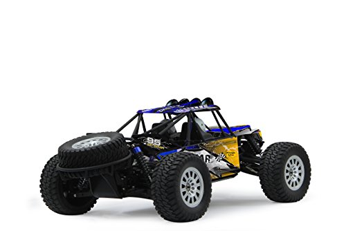 Jamara 053290 Dakar Desertbuggy 4WD 1:10 NiMh 2,4GHz mit LED – Allrad, 35Kmh, Aluchassis, spritzwasserfest, Öldruckstoßdämpfer, Überrollkäfig, Kugellager, Fahrwerk einstellbar, fahrfertig von JAMARA