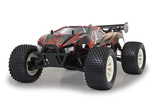 JAMARA 059739 Brecter Truggy 1:10 4WD Lipo 2,4GHz LED-spritzwassergeschützt, Differential/Welle/Achse aus Stahl, Öldruckdämpfer, schmutzgeschütz und gekapseltes Getriebe, kräftiges Lenkservo, schwarz von JAMARA