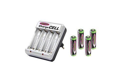 JAMARA 153084 - Ladegerät Charge Cell 4 AA 1.2V, im Blister inclusiv 4xAA 2400 mAh von JAMARA