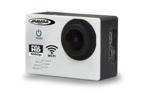 JAMARA 177891 - Camara Full HD Pro WiFi V2 - 16MP, 1080p, 170° Weitwinkel, wasserdicht bis 30m, 2 Zoll LCD-Display, Foto/Video Funktion per Smartphone steuern, inkl. sämtlichen Halterungen, weiß von JAMARA