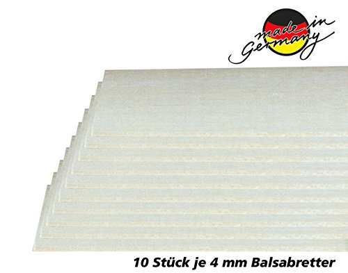 JAMARA 231065 - Balsabretter 4 x 100 x 1000mm - 10 Stück aus AAA Balsaholz Qualität, Made in Germany von JAMARA