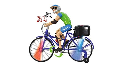 JAMARA 402090 - Fahrrad mit Sound - Beweglicher Kopf, realistische Tretbewegung, Musik, Licht, Blau von JAMARA