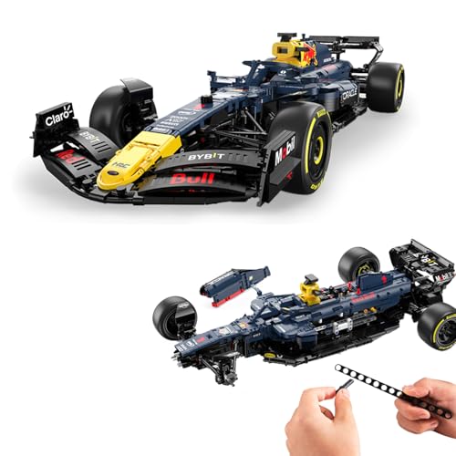 JAMARA 402811 Oracle Red Bull Racing RB19 1:8 Bricks, Klemmbausteine, Modellbau DIY Bausatz Auto, 2509 Teile, ab 14 Jahre, manuell lenkbar, Motorabdeckung abnehmbar, Dunkelblau von JAMARA