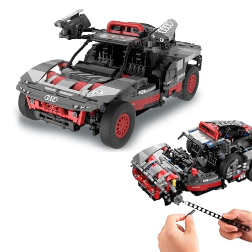 JAMARA 402816 Audi RS Q e-tron 1:14 Bricks, Bricks Klemmbausteine, Modellbau DIY Bausatz Rennwagen Auto, 1432 Teile, ab 14 Jahre, Türen und Fronthaube sind manuell bewegbar, Grau von JAMARA