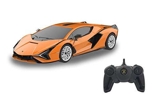 JAMARA 403125 - Lamborghini Sián FKP 37 2,4 GHz 1:24 - offiziell lizenziert, bis zu 1 Stunde Fahrzeit bei ca. 9 Km/h, perfekt nachgebildete Details, hochwertige Verarbeitung, Orange von JAMARA