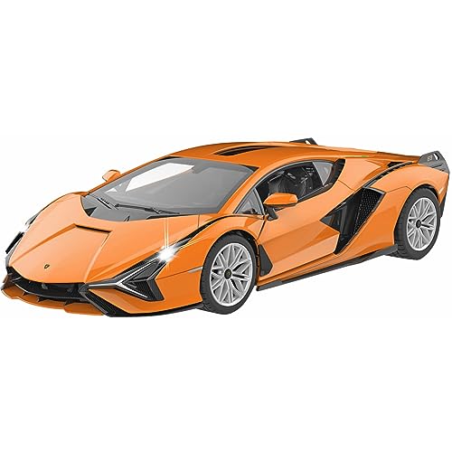 JAMARA 403127 - Lamborghini Sián FKP 37 2,4 GHz 1:14 Tür manuell - RC Auto, offiziell lizenziert, bis 1 Std Fahrzeit, ca. 11 Km/h, perfekt nachgebildete Details, detaillierter Innenraum, Orange von JAMARA