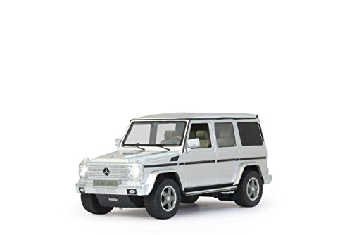 JAMARA 403911 - Mercedes-Benz G55 AMG 1:14 2,4GHz - offiziell lizenziert, ca 1 Std. Fahrzeit bei 11 Km/h, LED, Perfekt nachgebildete Details, detaillierter Innenraum, hochwertige Verarbeitung, Silber von JAMARA