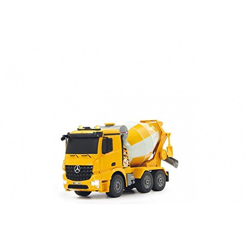 JAMARA 404930 - Betonmischer Mercedes Arocs 1:20 2,4GHz - rechts/links drehende Mischtrommel mit Entladefunktion, realistischer Motorsound, Hupe, Rückfahrwarnsound, 4 Radantrieb, gelbe LED Signallichter von JAMARA