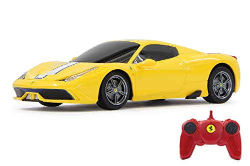 JAMARA 405032 - Ferrari 458 Speciale A 1:24 2,4Ghz - offiziell lizenziert, bis zu 1 Stunde Fahrzeit bei ca. 9 Km/h, perfekt nachgebildete Details, hochwertige Verarbeitung, Gelb von JAMARA