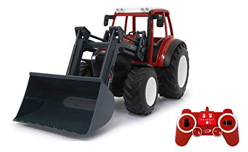 JAMARA 405050 - Lindner Geotrac mit Frontlader 1:16 2,4GHz - realistischer Motorsound (abschaltbar), Rückfahrwarnsound, Hupe, 2 Radantrieb, helle LED‘s vorne, Blinker, Demofunktion, rot von JAMARA