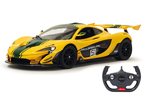 JAMARA 405092 - McLaren P1 GTR 1:14 2,4GHz - offiziell lizenziert, bis 1 Std. Fahrzeit bei 11 Kmh, LED, Perfekt nachgebildete Details, detaillierter Innenraum,hochwertige Verarbeitung, gelb von JAMARA