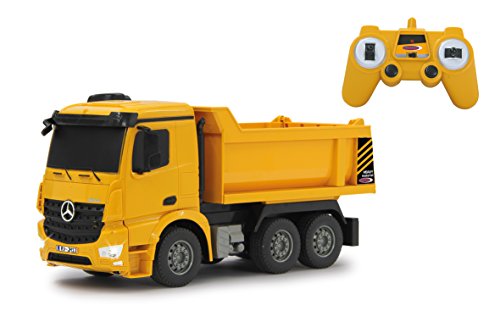 JAMARA 405108 - Muldenkipper Mercedes Arocs 1:26 2,4G - Kippmulde hoch / runter, Licht vorne, profilierte Gummireifen, Gelb von JAMARA