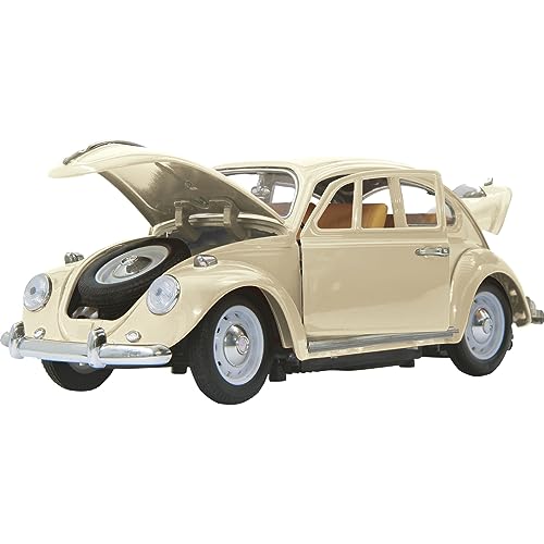 JAMARA 405111 - VW Käfer 1:18 RC Diecast 40MHz - Kultfahrzeug mit Gummi-Bereifung, öffnen von Türen, Motorhaube und Kofferraum, perfekt nachgebildete Details, hochwertige Verarbeitung, creme weiß von JAMARA