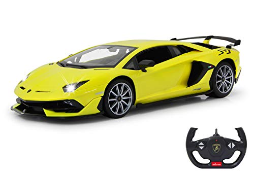 JAMARA 405171 - Lamborghini Aventador SVJ 1:14 2,4GHz - offiziell lizenziert, bis zu 1 Stunde Fahrzeit bei ca. 11 Kmh, perfekt nachgebildete Details, hochwertige Verarbeitung, Gelb von JAMARA