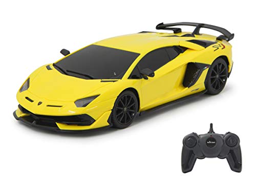 JAMARA 405187 - Lamborghini Aventador SVJ 1:24 2,4GHz - offiziell lizenziert, bis zu 1 Stunde Fahrzeit bei ca. 9 Km/h, perfekt nachgebildete Details, hochwertige Verarbeitung, Gelb von JAMARA