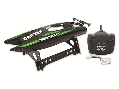 JAMARA 410139 - Capter Speedboot 2,4 GHz - ca. 20 Km/h, 2 Antriebsmotoren, Sicherheitsfunktion, Gleiterrumpf für hohe Geschwindigkeiten, zusätzliche Dichtung im Deckel Schwarz/Grün JAMARA 410139 - Capter Speedboot 2,4 GHz - ca. 20 Km/h, 2 Antriebsmotoren, Sicherheitsfunktion, Gleiterrumpf für hohe Geschwindigkeiten, zusätzliche Dichtung im Deckel Schwarz/Grün von JAMARA