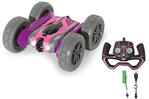 JAMARA 410175 SpinX Stuntcar, 2,4GHz-4WD, überschlagresistent, überwindet Fast jedes Hindernis und Extreme Steigungen, fährt auch auf dem Rücken, 360° Drehungen, LED, lila/rosa von JAMARA