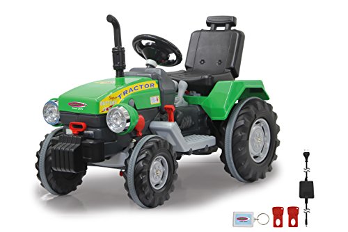 JAMARA 460276 - Ride-on Traktor Power Drag 12V - 2-Gang, Gaspedal, Bremse, 2 leistungsstarke Antriebsmotoren & Akku, bis 90 Min. Fahrzeit, Sound, Schlüsselsystem, Verstellbarer Sitz von JAMARA