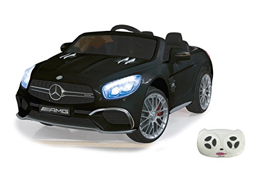 JAMARA 460295 - Ride-on Mercedes SL65 12V - Softanlauf, 2-Gang, Stoßdämpfer, SD-Slot, AUX-und USB-Anschluss, LED, Hupe,bis zu 90 Min. Fahrzeit,Ultra-Gripp Gummiring, schwarz von JAMARA