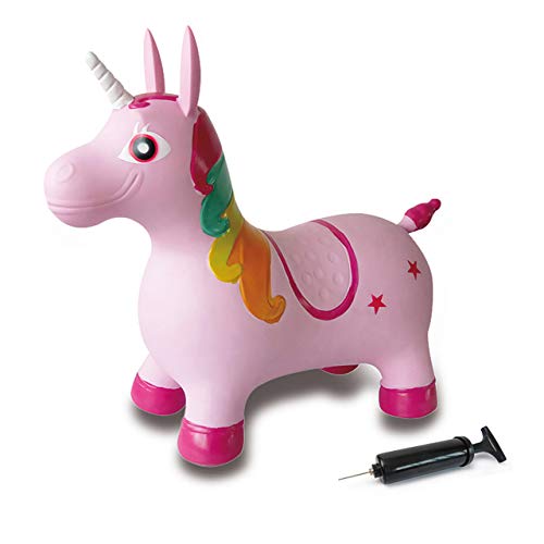 JAMARA 460316 - Hüpftier Einhorn mit Pumpe - BPA-Frei, belastbar bis 50kg, fördert Gleichgewichtssinn, Tierohren als Halt, Pflegeleicht, robust & widerstandsfähig, mehrfarbig von JAMARA