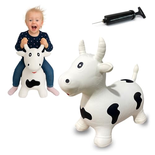 JAMARA 460318 Hüpftier Kuh HoppyDoo - Spielzeug für Kinder, Hüpfspielzeug Baby Indoor/Outdoor, Geschenkidee für Kids, Gartenspielzeug, Bouncing, Pflegeleicht, BPA frei, mit Pumpe JAMARA 460318 Hüpftier Kuh HoppyDoo - Spielzeug für Kinder, Hüpfspielzeug Baby Indoor/Outdoor, Geschenkidee für Kids, Gartenspielzeug, Bouncing, Pflegeleicht, BPA frei, mit Pumpe von JAMARA