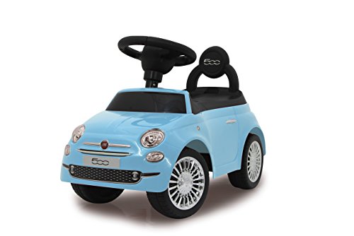 JAMARA 460327 - Rutscher Fiat 500 blau - offiziell lizenziert, Kofferraum unter der Sitzfläche, Schub- und Haltegriff, verschiedene Sounds, Hupe, originalgetreue Optik, wertige Verarbeitung von JAMARA