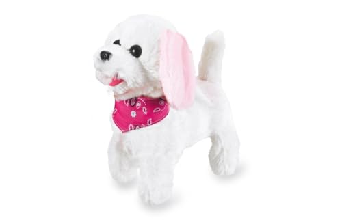 Jamara 460341 Laufender Hund mit Sound Plüsch, Fernsteuerung Weiss/Rosa von JAMARA