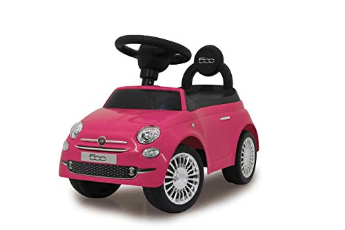 JAMARA 460436 Rutscher FIAT 500 – Kinderfahrzeug, Offiziell lizenziert, Kofferraum unter der Sitzfläche, Schub-und Haltegriff, Verschiedene Sounds, Hupe, originalgetreue Optik, pink, 600 x 275 x 380 mm von JAMARA