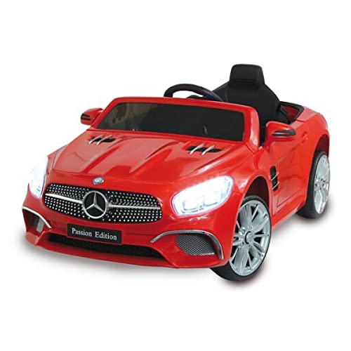 JAMARA 460437 - Ride-on Mercedes-Benz SL 400 12V - 2 Leistungsstarke Antriebsmotoren und Akku für Lange Fahrzeit, Micro-SD-Slot, AUX-/USB-Anschluss, LED-Scheinwerfer, Ultra-Grip Gummiring, rot von JAMARA