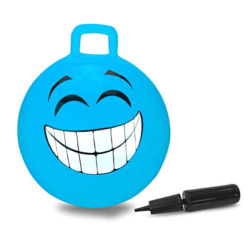 JAMARA 460458 - Hüpfball Smile, BPA-Frei, 450mm-bis 50 kg, fördert den Gleichgewichtssinn und die motorischen Fähigkeiten, robust und widerstandsfähig, pflegeleicht, Blau von JAMARA