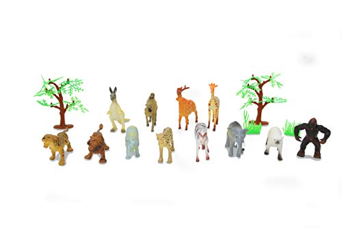 Jamara 460478 Tiere Tierspielset Wild Animals 3,5" 16-teilig-ideales Zubehör für jeden Zoo, liebevollen Details, fördert das Rollenspiel und die Fantasie, Höhe: 30-95 mm, Mehrfarbig von JAMARA