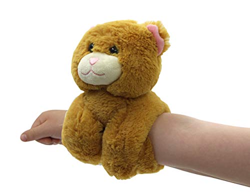 JAMARA 460489 - Clampy Katze-mit integriertem Schnapparmband zum Klammern an Handgelenk, Tasche, Kinderwagen-super weiches Plüschfell, Ideal zum kuscheln und liebhaben, braun von JAMARA