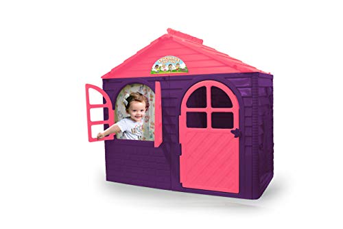 JAMARA 460498 - Spielhaus Little Home - aus robustem Kunststoff, Montage, stabiles Stecksystem, leicht zu reinigen, Indoor-Outdoor geeignet, Türe/Fenster Lassen Sich öffnen, Vorhänge, lila von JAMARA