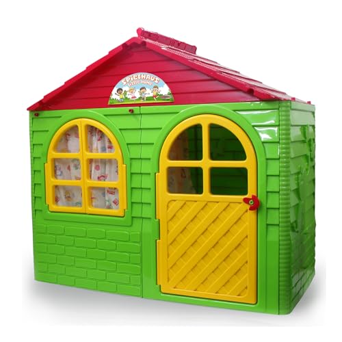 JAMARA 460500 - Spielhaus Little Home - aus robustem Kunststoff, Montage, stabiles Stecksystem, leicht zu reinigen, Indoor-Outdoor geeignet, Türe/Fenster Lassen Sich öffnen, Vorhänge, grün JAMARA 460500 - Spielhaus Little Home - aus robustem Kunststoff, Montage, stabiles Stecksystem, leicht zu reinigen, Indoor-Outdoor geeignet, Türe/Fenster Lassen Sich öffnen, Vorhänge, grün von JAMARA