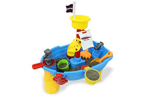 JAMARA 460570 Wasserspieltisch Pirat Jack 21 Teile-Förderung der motorischen Fähigkeiten, Anregung der Fantasie und aktives Spielen mit Sand und Wasser, bewegliche Module, einfache Montage, bunt von JAMARA