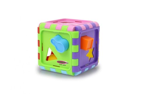 JAMARA 460579 - Formwürfel Creative Cube - fördert spielerisch die feinmotorischen Fähigkeiten, 10 Formen in 5, Je 2 Einschubformen an 5 Seiten, Spiegel, mehrfafbig von JAMARA