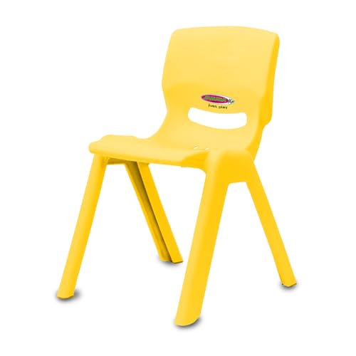 JAMARA 460580 - Kinderstuhl Smiley bis 100 KG - stapelbar, aus robustem Kunststoff, Indoor-Outdoor geeignet, gelb von JAMARA